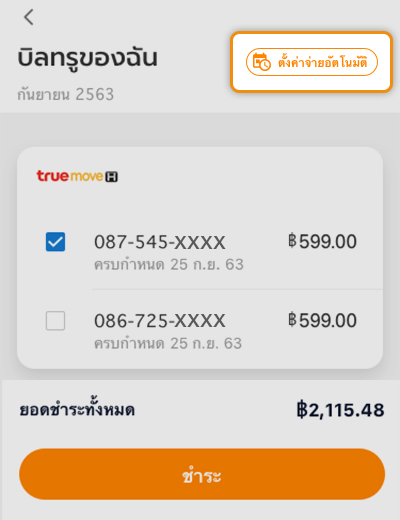 2. กดปุ่ม <b>ตั้งค่าจ่ายอัตโนมัติ</b>