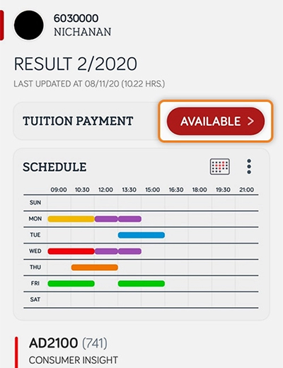 truemoneywallet-abac-register-bill-payment-howto-20211027-1 1. Go to Tuition payment , click <b>AVAILABEL</b>