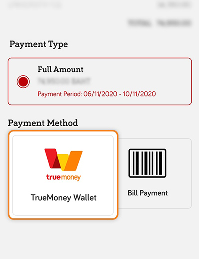 truemoneywallet-abac-register-bill-payment-howto-20211027-2 2. Select <b>Full Amount</b> for making tuition payment. And Select TrueMoney Wallet