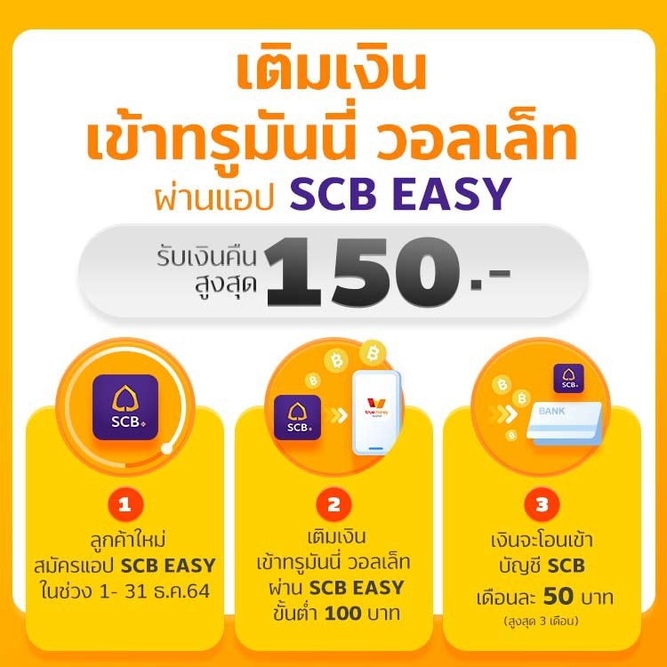 เติมเงิน เข้าทรูมันนี่ด้วย Scb รับเงินคืน| ทรูมันนี่ เป็นไปได้ ได้ทุกคน