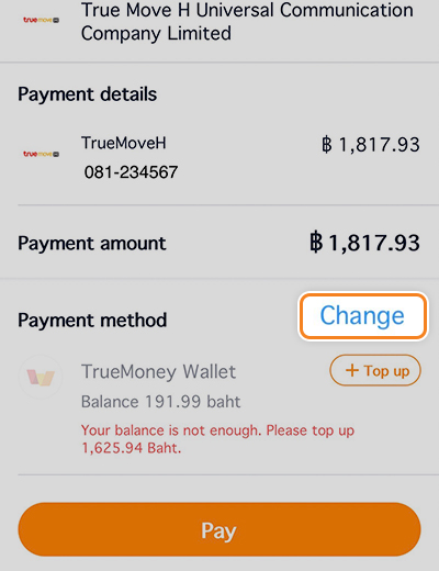 รับเงินคืน 100%จ่ายบิลทรู ด้วย Pay Next เงินติดมือ ครั้งแรก1 ม.ค. 66 - 31 ธ.ค. 66 3. กด <b>เปลี่ยน</b> หรือ <b>change</b>