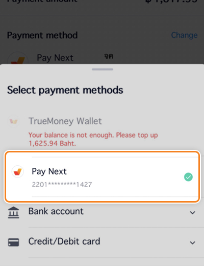 รับเงินคืน 100%จ่ายบิลทรู ด้วย Pay Next เงินติดมือ ครั้งแรก1 ม.ค. 66 - 31 ธ.ค. 66 4. เลือกบริการ <b>Pay Next</b> เพื่อชำระค่าบริการ