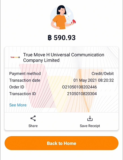 รับเงินคืน 100%จ่ายบิลทรู ด้วย Pay Next เงินติดมือ ครั้งแรก1 ม.ค. 66 - 31 ธ.ค. 66 6. <b>ชำระบิลสำเร็จ</b>