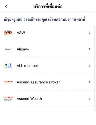 inapp-binding-online-howto-check-sevice-3 3. เช็กบริการที่เชื่อมต่อบัญชี ทรูมันนี่ วอลเล็ท<br>ของคุณได้ที่นี่