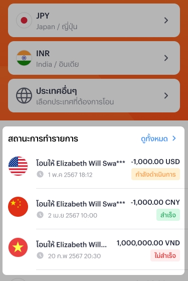 2. ไปยังสถานะการทำรายการ
